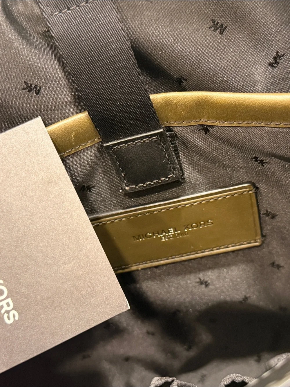 Michael Kors Olive and Black Leather Laptop Briefcase